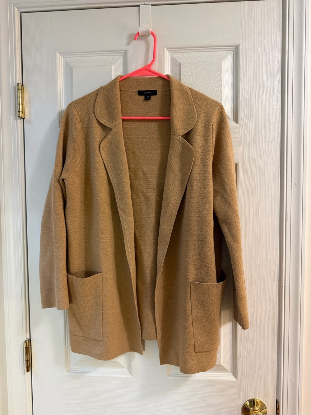 J. Crew Camel Knit Open-Front Sweater Cardigan